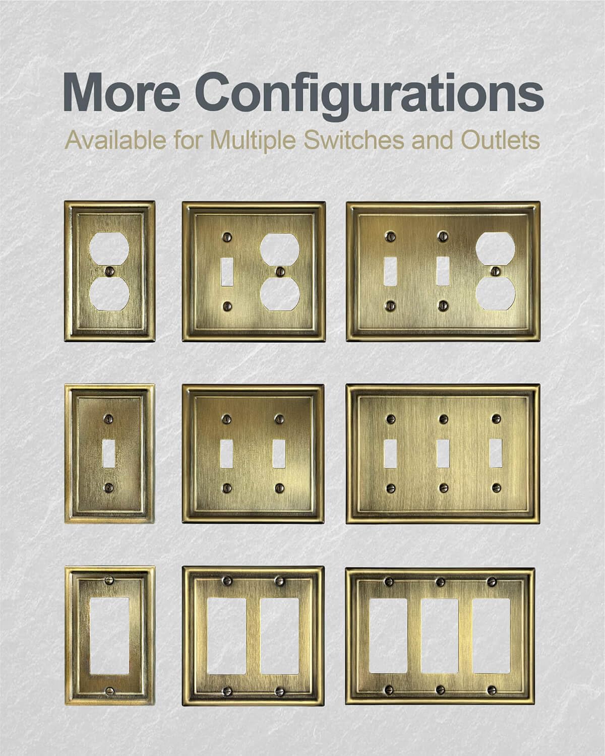 Antique Brass Light Switch Cover, Single Toggle Switch Plate Cover, Durable Metal Wall Plate, 3.15''*4.88'', Midsize, 4 Pack