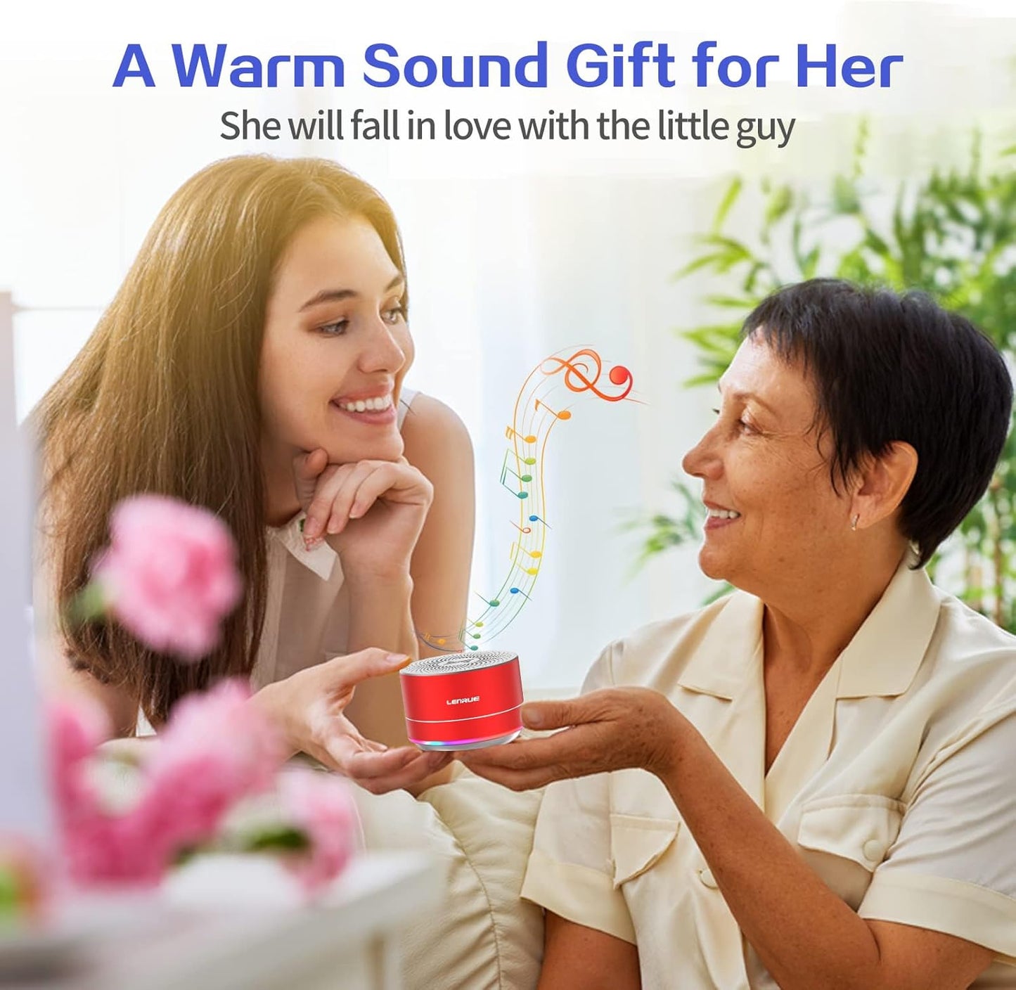 LENRUE A2 Portable Wireless Bluetooth Speaker with Lights and Lanyard,5W Mini Small Metal Speakers Bluetooth 5.0/Aux-in for iPhone Android Home Outdoor,Gift for Women/Girls