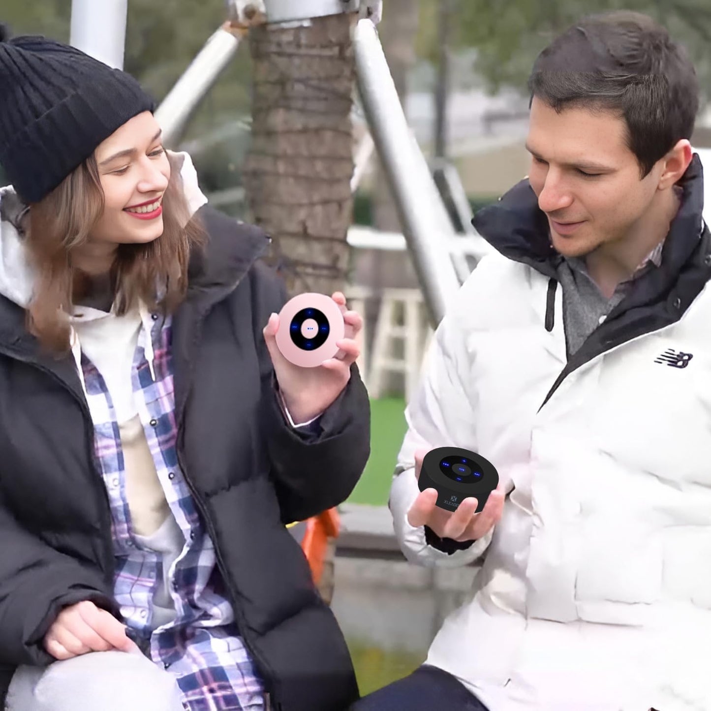 XLEADER Mini Bluetooth Speaker (Gift Box Packed) Portable Speakers Bluetooth Wireless with Micro SD/Mic/Aux Input, Touch Screen, 12H Playtime, Cute Pink Small Speaker for iPhone Laptop Shower Office