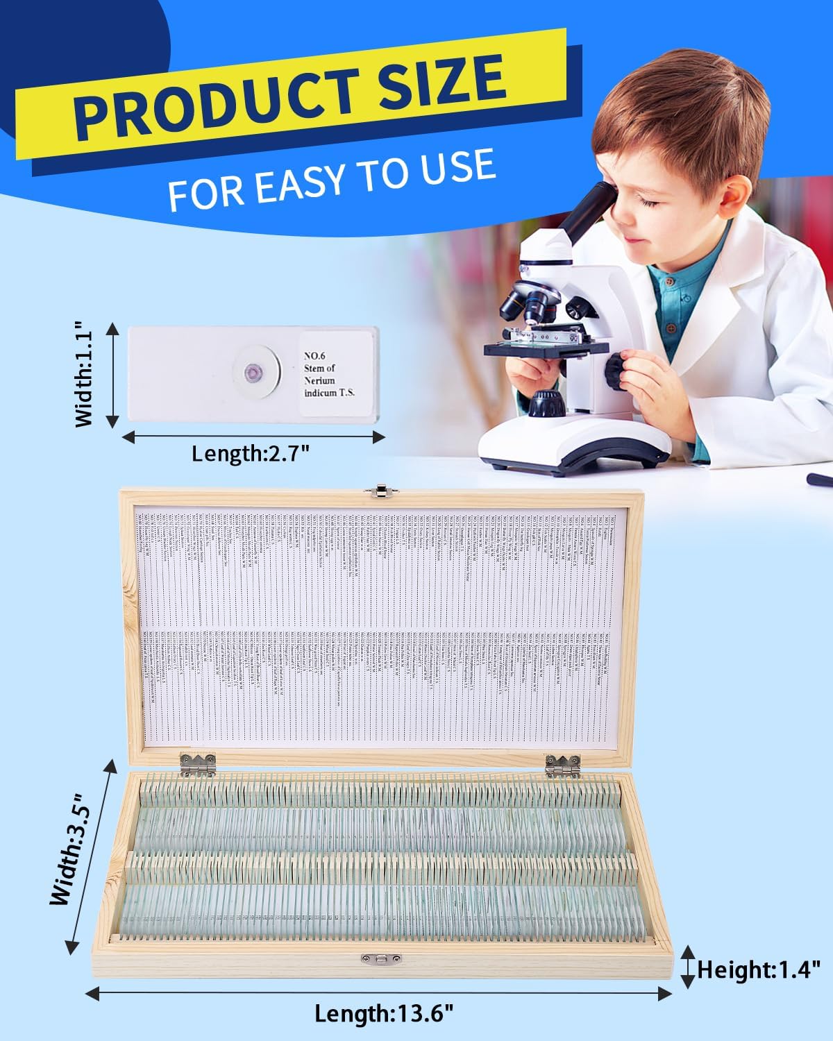 160-Pcs Microscope Slides with Specimens,Pre-Made Glass Slides with Specimens,Educational Microscope Slides and Covers for Young Scientists,Perfect for Biology Class and Experiments