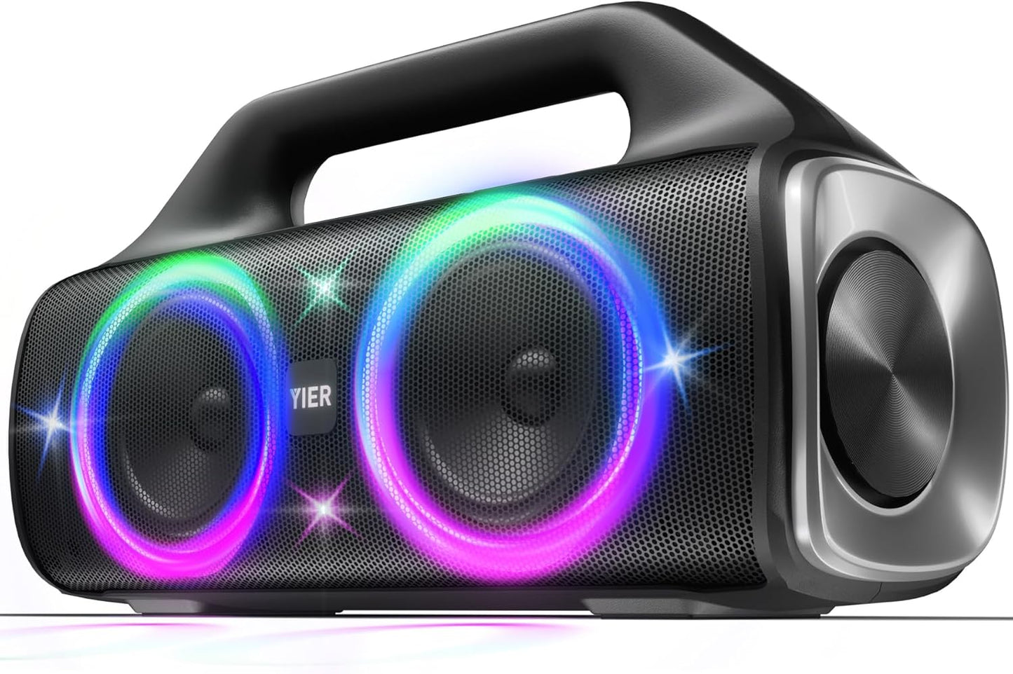 Speakers, 80w (Peak) Portable Wireless Speaker with Lights, Stereo Loud Sound, IP67 Waterproof, Deep Bass Outdoor Speakers Bluetooth 5.0 Dual Pairing for Home Party Beach Camping, Gifts