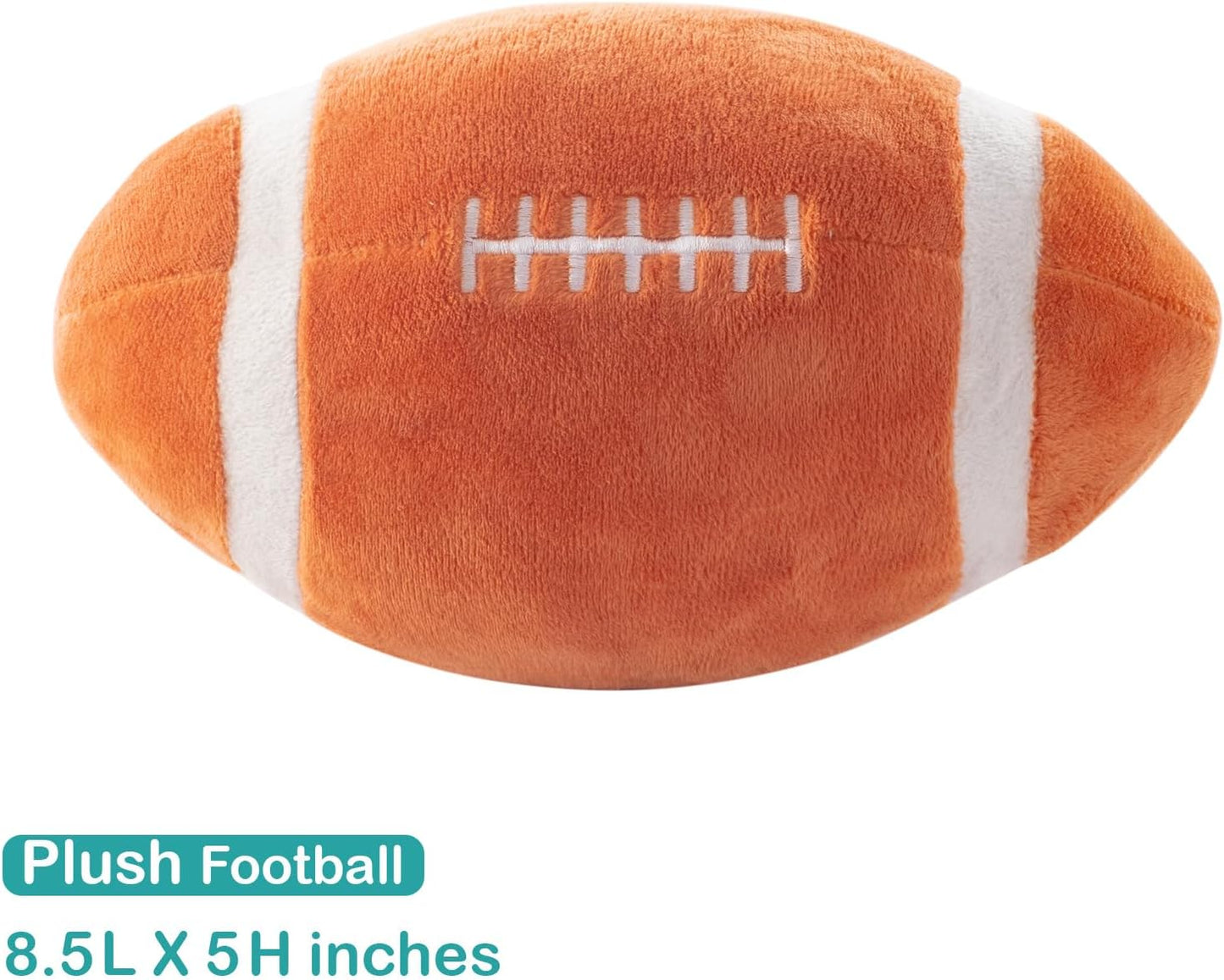 4 Piece Crib Bedding Set for Boys Girls, Infant Toddler Nursery Baby Bedding Sets Includes Cartoon Quilt, Fitted Crib Sheet, Crib Skirt and Plush Football Toy (MVP)