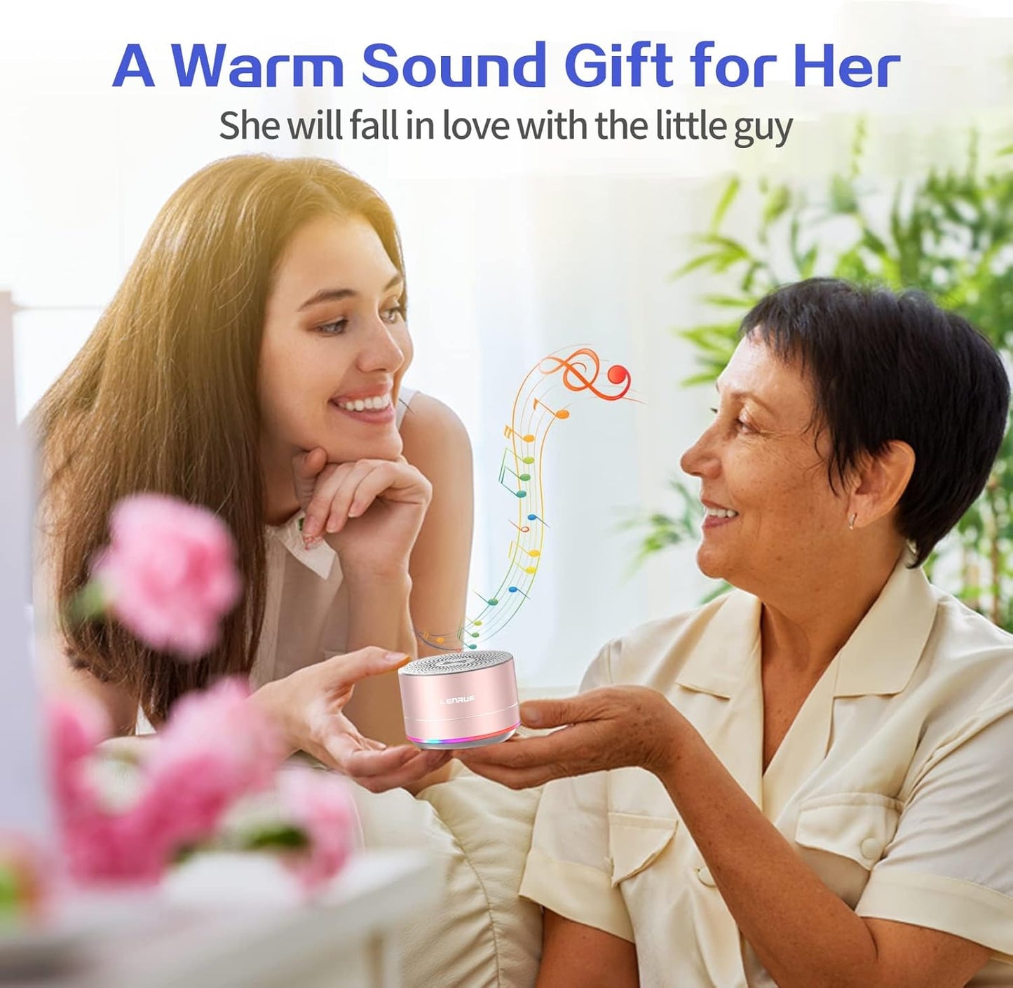 LENRUE Portable Wireless Bluetooth Speaker with Built-in-Mic,Handsfree Call,AUX Line,HD Sound and Bass for iPhone Ipad Android Smartphone and More (Pink+case)