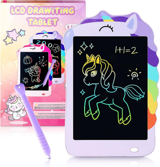 Unicorn Toys LCD Writing Tablet for Girls Kids,Colorful Toddler Drawing Tablet for Educational Baby Girl, Doodle Board Pad Toy for 3 4 5 6-12 Years Old Kid Birthday Party School, 8.5 Inch Purple