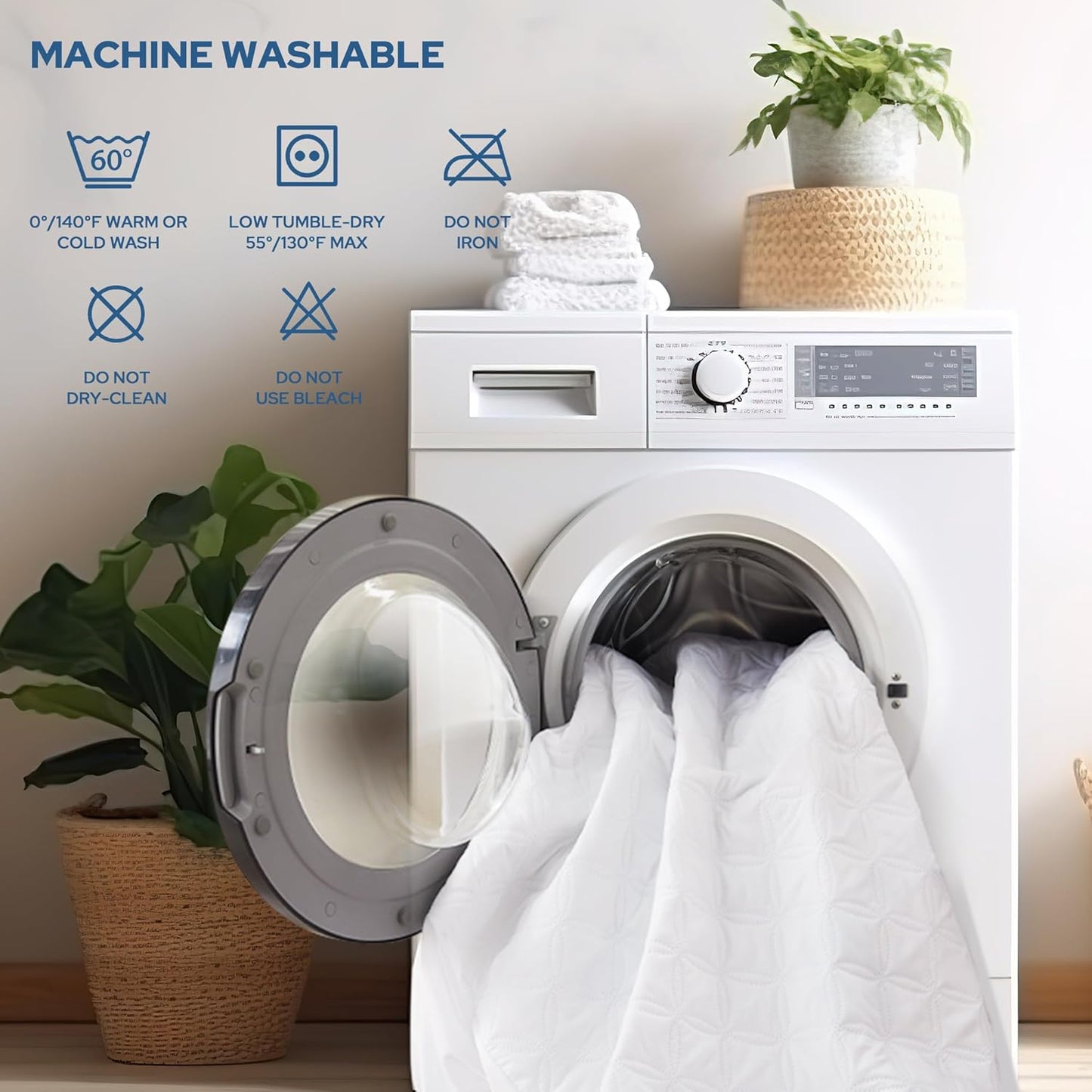 BEDLORE 2 Pack Waterproof Mattress Protector, Twin XL Size Mattress Pad with Deep Pocket Fitted Up to 6-15 inches, Soft Noiseless Single Bed Mattress Cover for Bedroom (White)