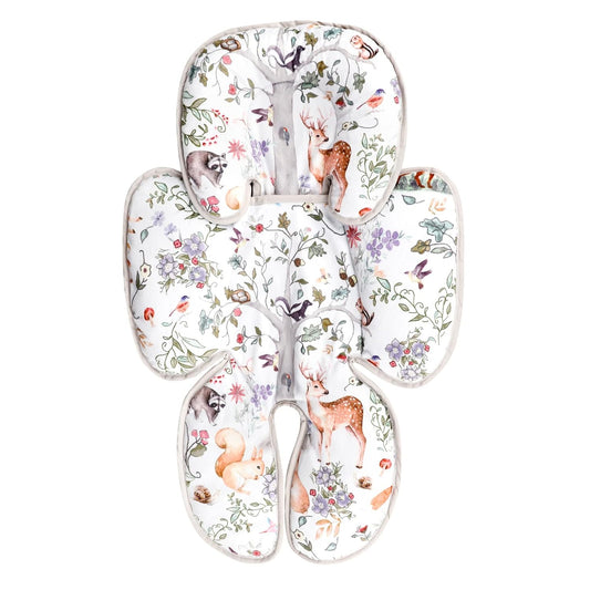 2 in 1 Infant Car Seat Insert, Car Seat Head Support Baby Girls Boys, Soft Newborn Carseat Insert Cushion, Perfect for Carseats, Strollers, Swings (Gray Animals)