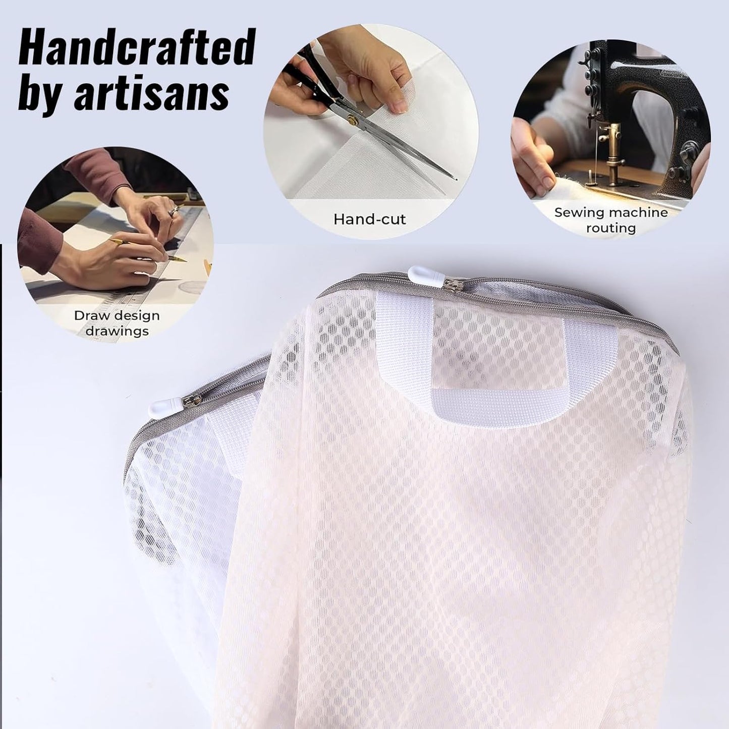 4 Pack Mesh Laundry Bag Mesh Laundry Bags Laundry with Handle for Washing Socks, Baby Items, Lingerie, Travel Garments (BEIGE, 4)