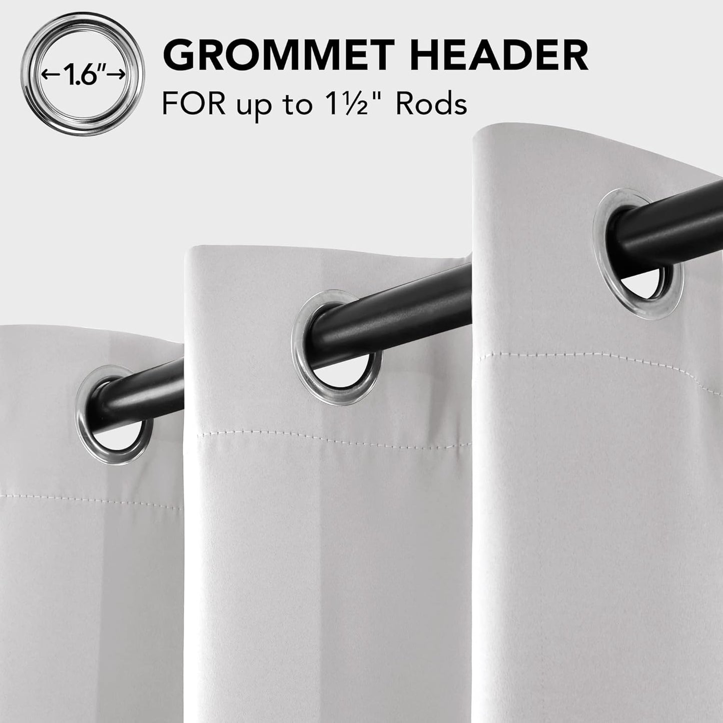 Deconovo Blackout Curtains, Room Darkening Thermal Insulated Window Drapes, Noise Reducing, Grommet Top, 2 Panels 42W x 84L Inch Machine Washable for Bedroom Living Room Nursery Greyish White