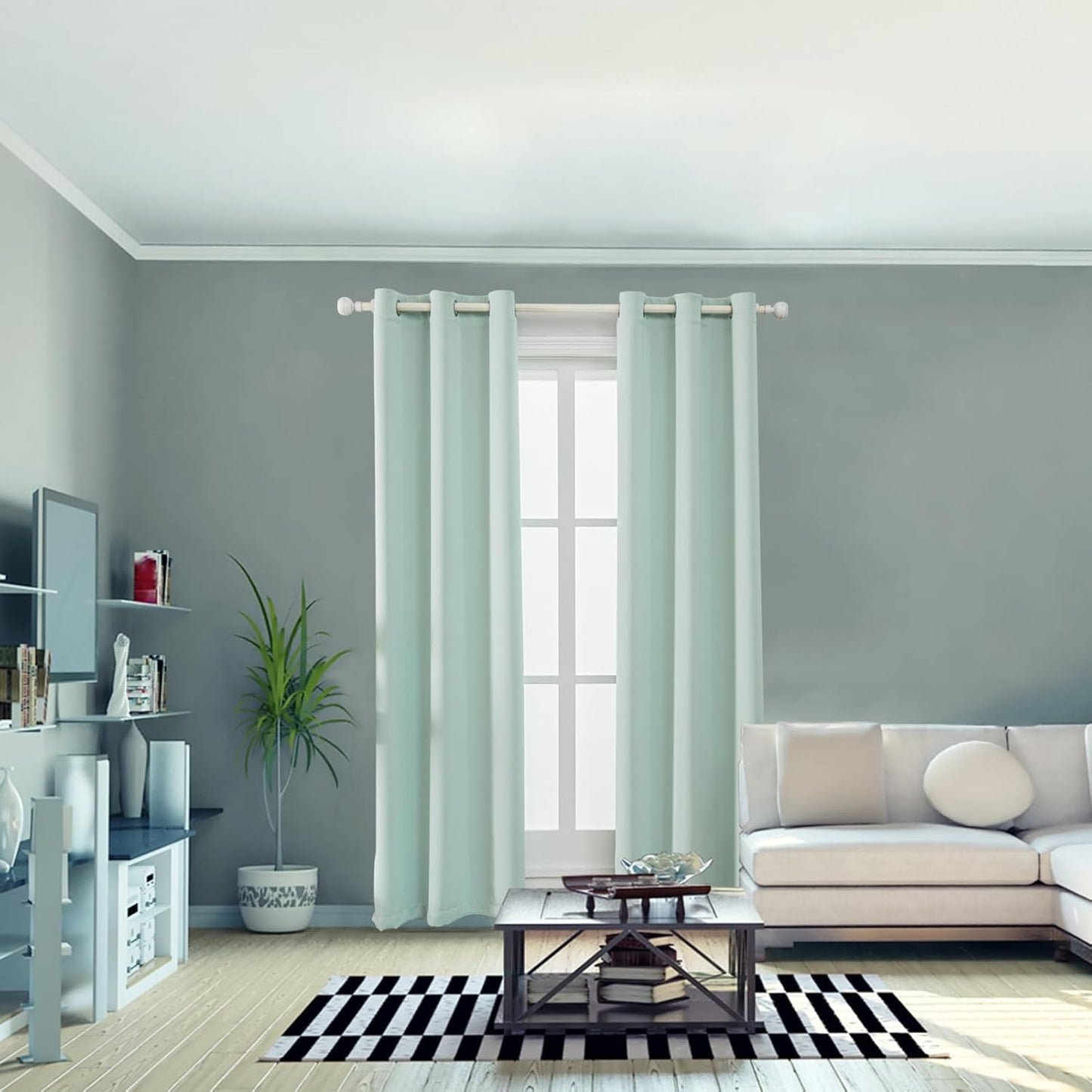 Anytime 100% Blackout Curtain Set, Thermal Insulated & Energy Efficiency Window Draperies for Guest Room, Full Shading Panels for Shift Worker and Light Sleepers（Light Blue, 2 Panels, 42W x 84L）