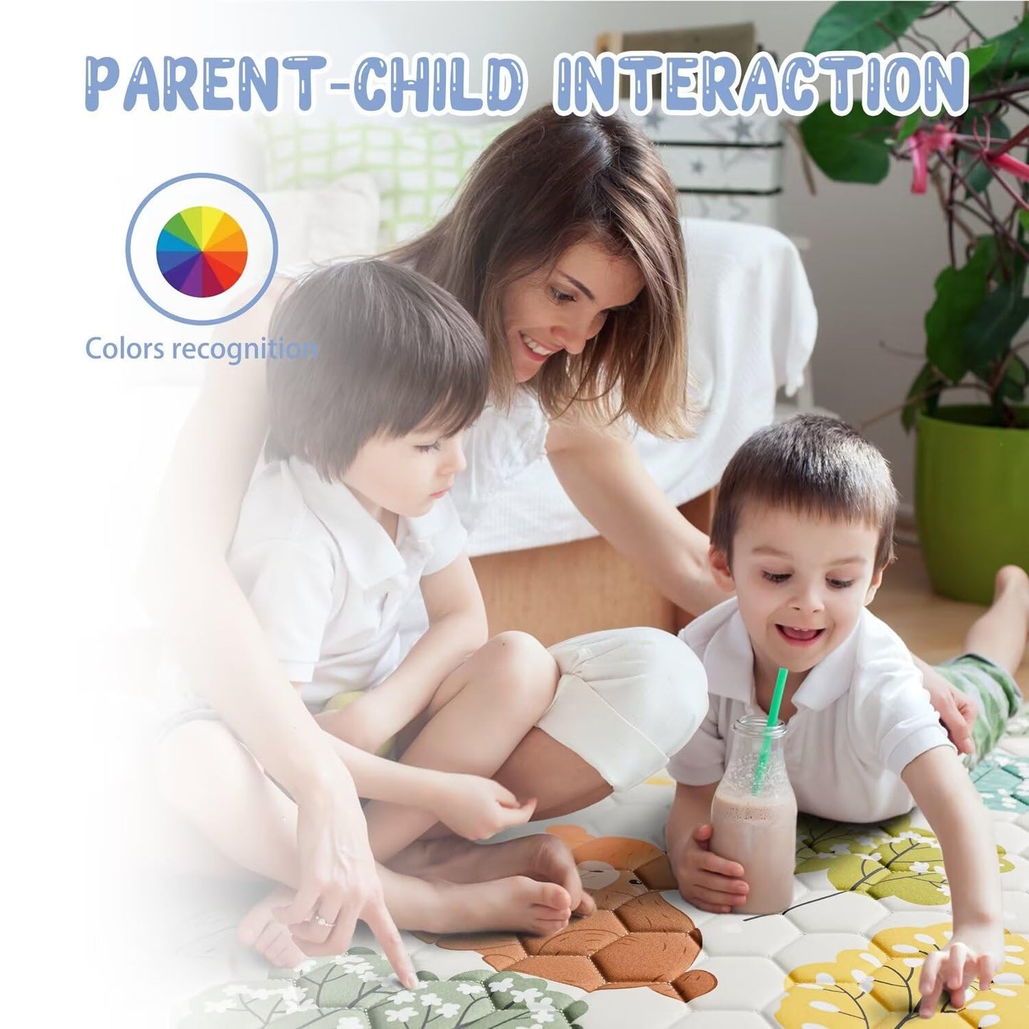 Baby Play Mat 50" X 50" Playpen Mat Waterproof Baby Floor Mat Non-Slip Cushioned Baby Crawling Mat, Activity Playmats for Babies, Toddlers, Infants, Play & Tummy Time (50x50, Fox)