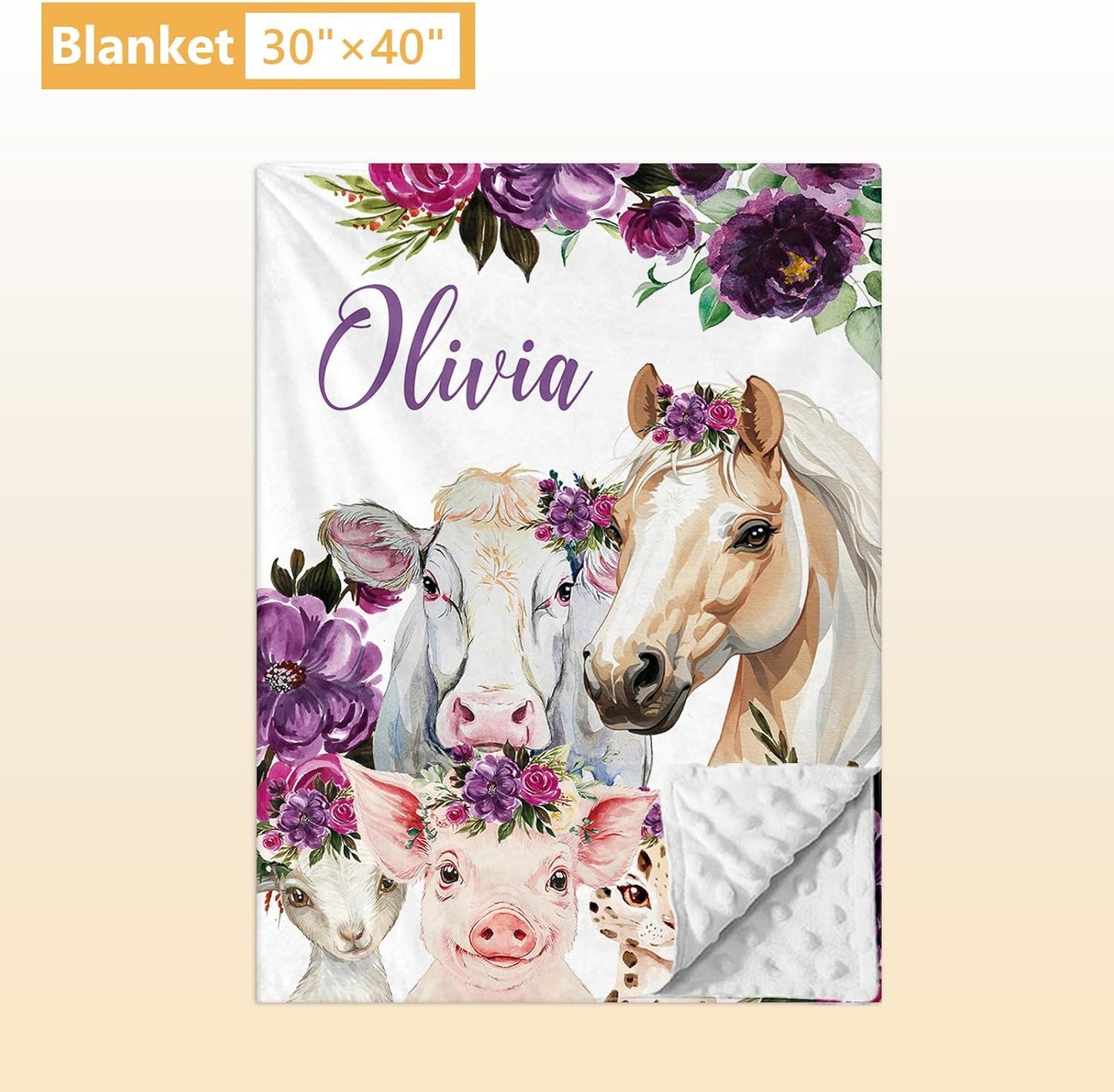 Custom Baby Crib Bedding Set, 5 Pcs Personalized Name Baby Crib Sets for Infant Toddler, Floral Horse Nursery Bedding Set for Baby Girls, Double Layer Baby Bedding Sets, Gifts for New Parents