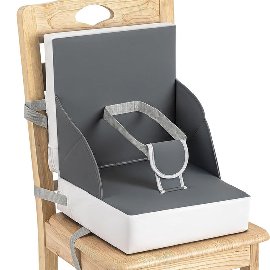 Portable Toddler Booster Seat for Dining Table, Adjustable Lightweight Toddler Chair for Travel, Compact Design, Easy to Clean (Grey)