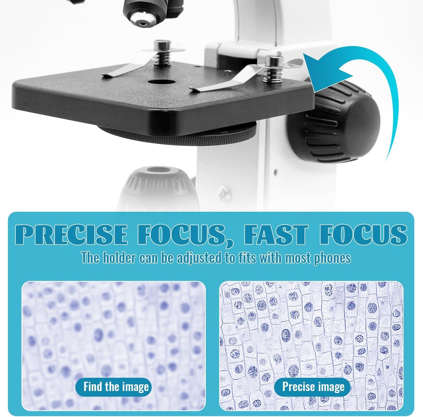 Microscope for Kids Starter Adults 64X-1280X Metal Monocular Microscope for Students School Home Education LED Lights Phone Holder Microscope Kit