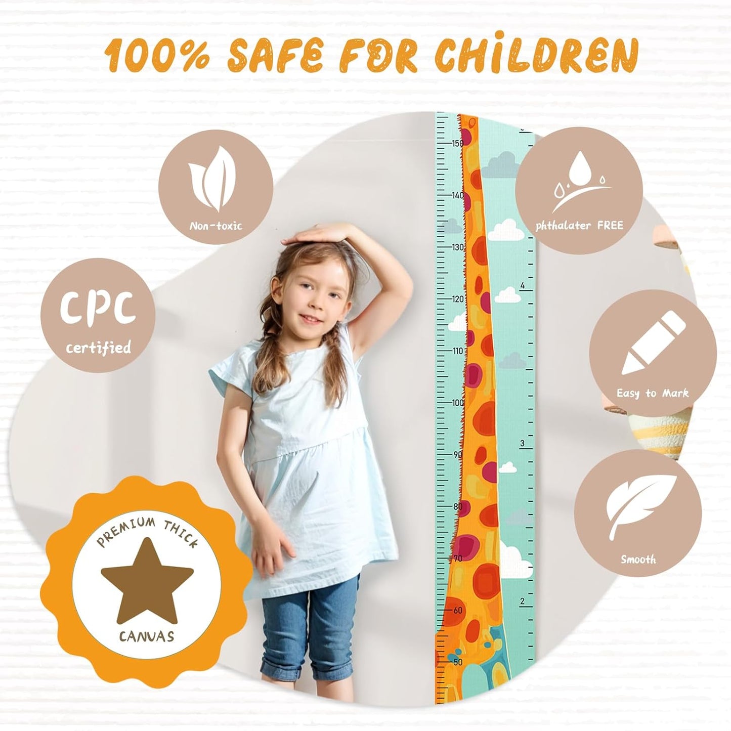 Customize Name Kids Height Chart for Wall, Giraffe Growth Chart for Wall, Kids Growth & Measuring Chart in Inches, Fun & Stylish Height Tracker for Children, Nursery Decor Essentials