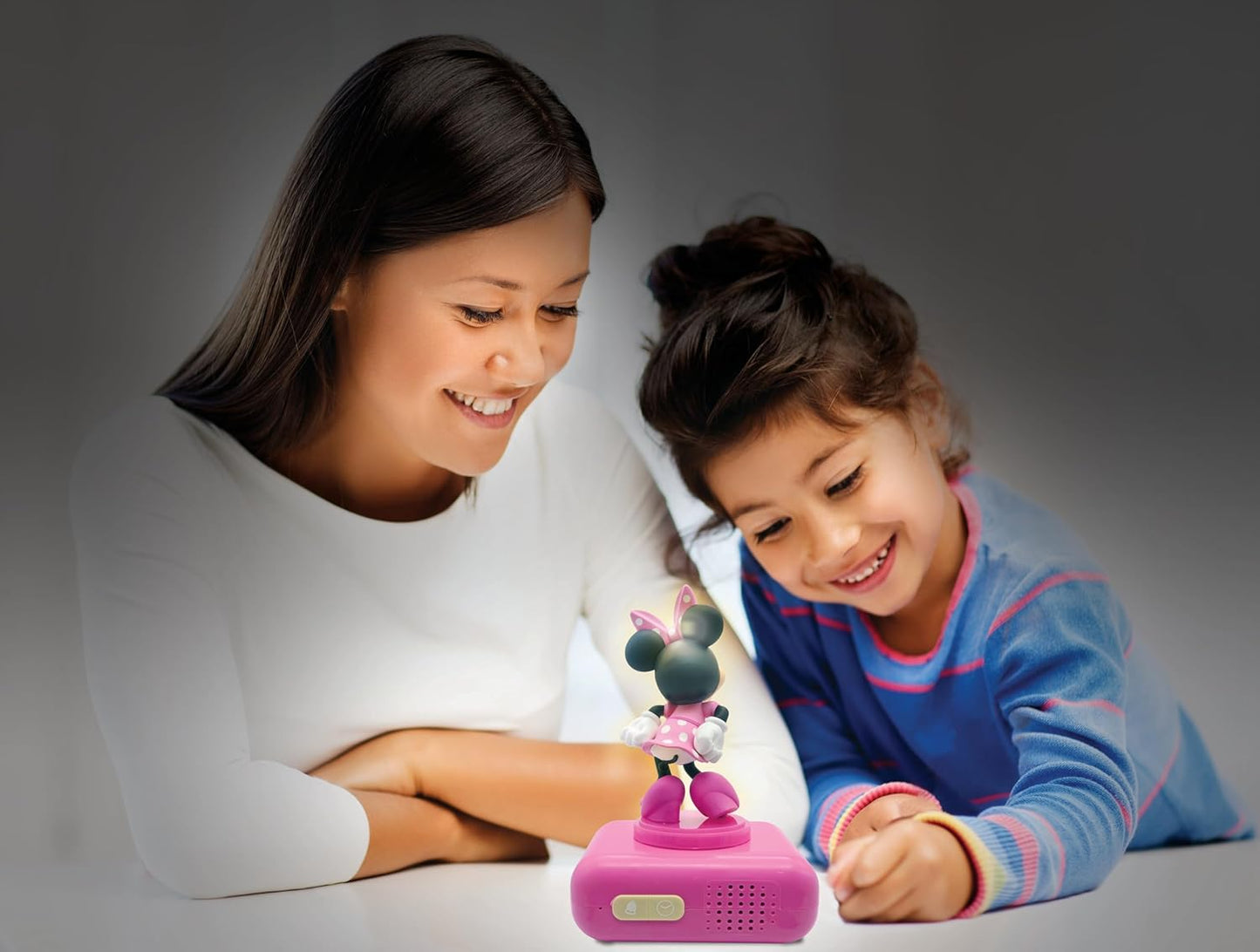 LEXiBOOK, Disney Minnie, Minnie Nightlight Alarm Clock, Sounds and Melodies, LCD Backlit Screen, Luminous, Snooze, Pink, RL800MN