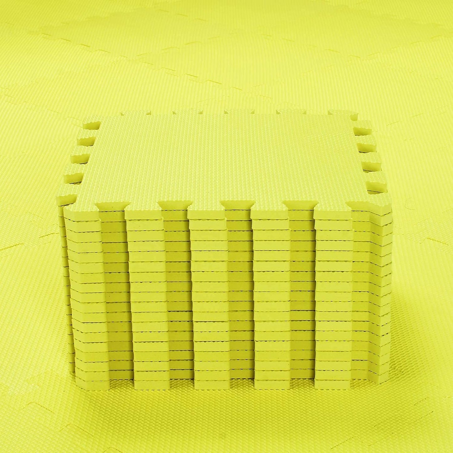 qqpp EVA Rubber 18 Tiles Interlocking Puzzle Foam Floor Mats - Baby Play Mat for Playing | Exercise Mat for Home Workout. Yellow. QC-Eb18N