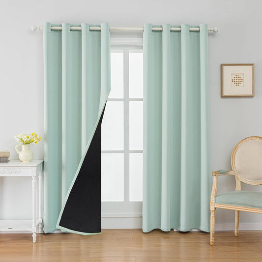Anytime 100% Blackout Curtain Set, Thermal Insulated & Energy Efficiency Window Draperies for Guest Room, Full Shading Panels for Shift Worker and Light Sleepers（Light Blue, 2 Panels, 52W x 120L）