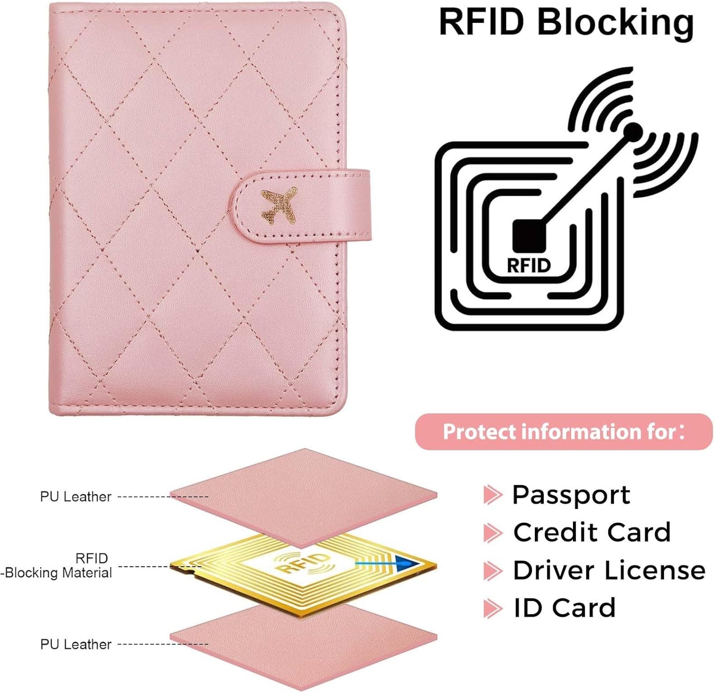 Melsbrinna Rfid Passport Holder for Travel women/Men, Cute Passport Wallet Rfid Blocking Card Slots, Rfid Passport Cover/CaseTravel Wallet, Passport Book Holder (1, LG PINK)