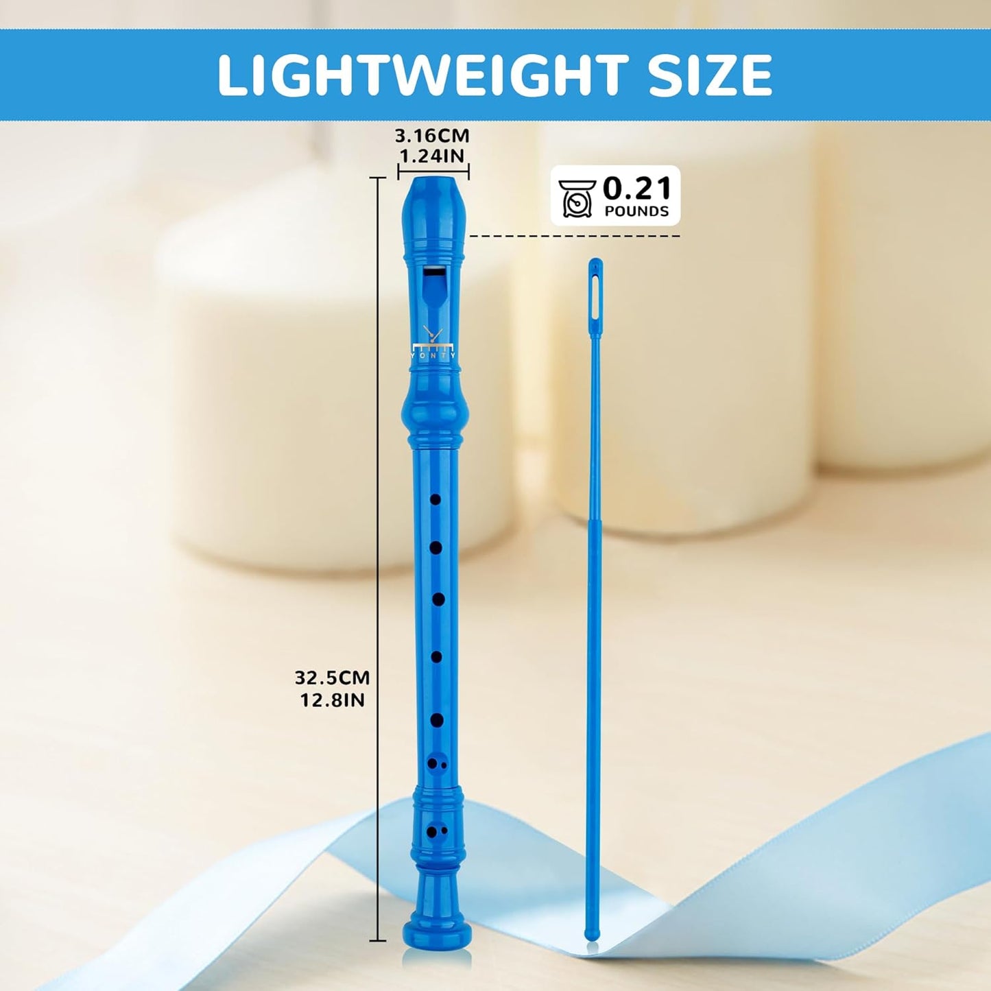 Soprano Recorder 8-Hole Instrument for Kids Beginners, Baroque Style C Key Kids Flute with Cleaning Rod & Case Bag for School Education Home Entertainment - Royal Blue