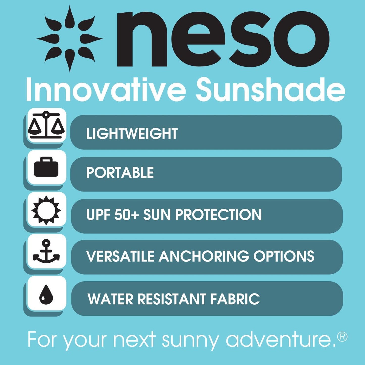 Neso Tents Beach Tent with Sand Anchor, Portable Canopy Sunshade - 7' x 7' - Patented Reinforced Corners (Red/White/Blue)