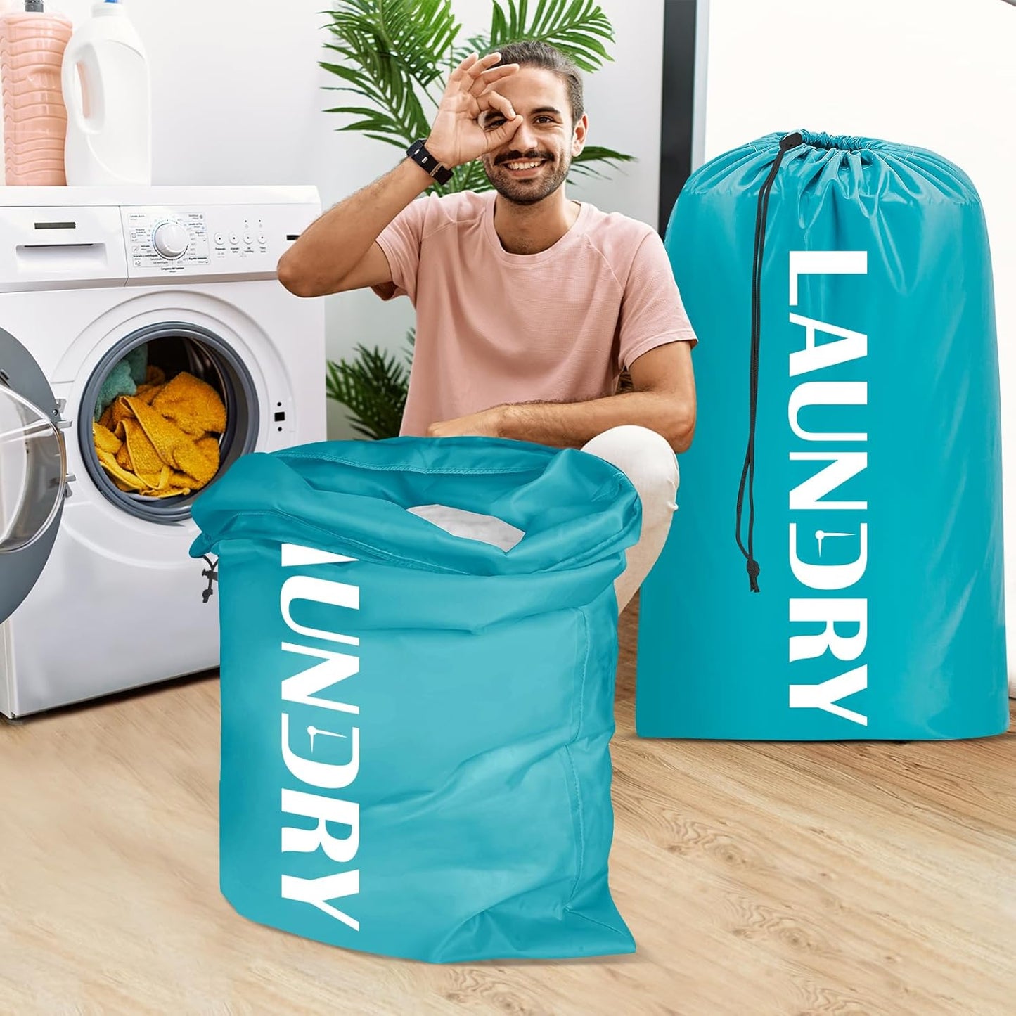 Sylfairy Laundry bags, 2 Pack Travel Laundry Bag for Dirty Clothes with Drawstring, Heavy Duty Laundry Bag for Traveling Camping, Easy Fit a Laundry Hamper or Basket Travel Essentials