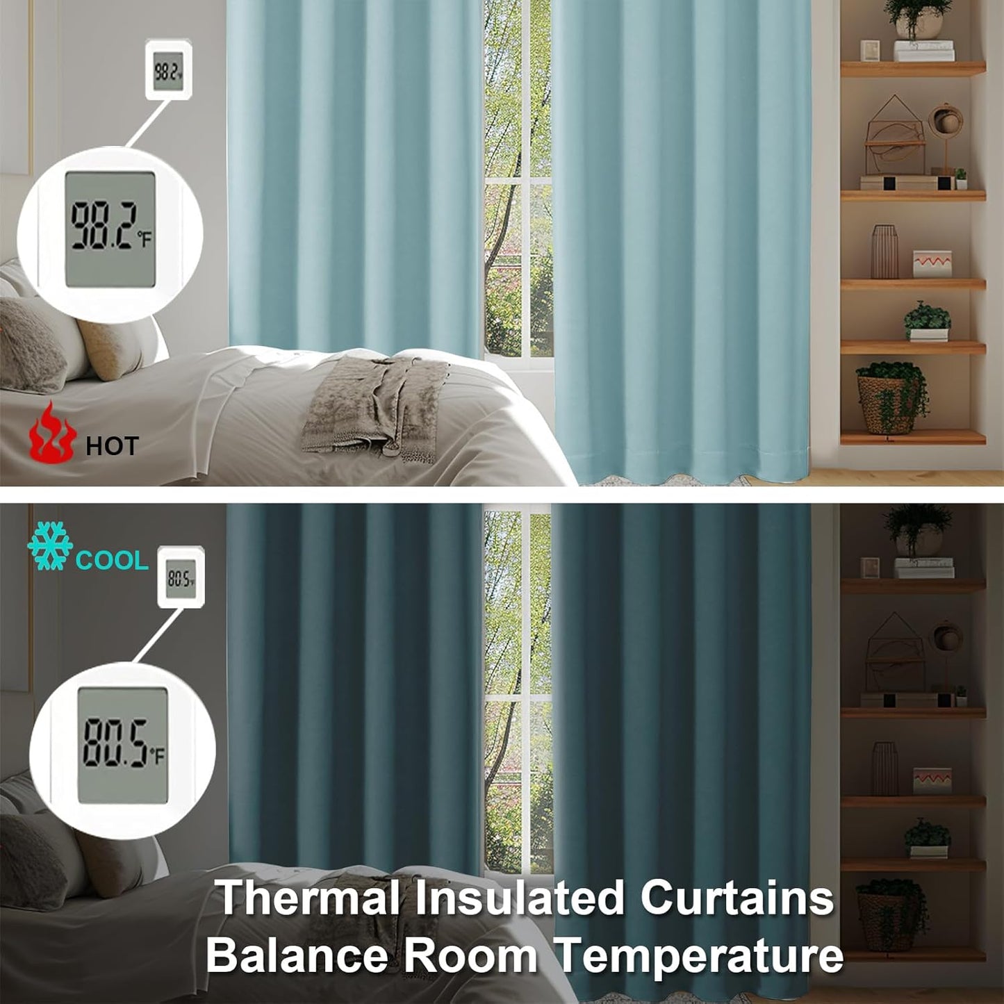 Simplebrand Ava Aqua Blackout Curtains for Bedroom 84 Inch Length 2 Panels Set, Solid Thermal Insulated Privacy Nursery Window Treatment Curtains Blackout Drapes, W40 x L84 Inch, Aqua