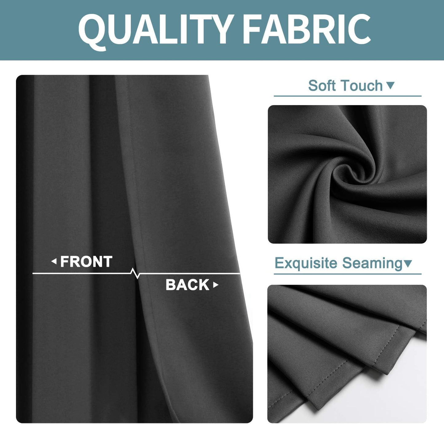 ChrisDowa Grommet Blackout Curtains for Bedroom and Living Room - 2 Panels Set Thermal Insulated Room Darkening Curtains (Dark Grey, 42W x 84L)