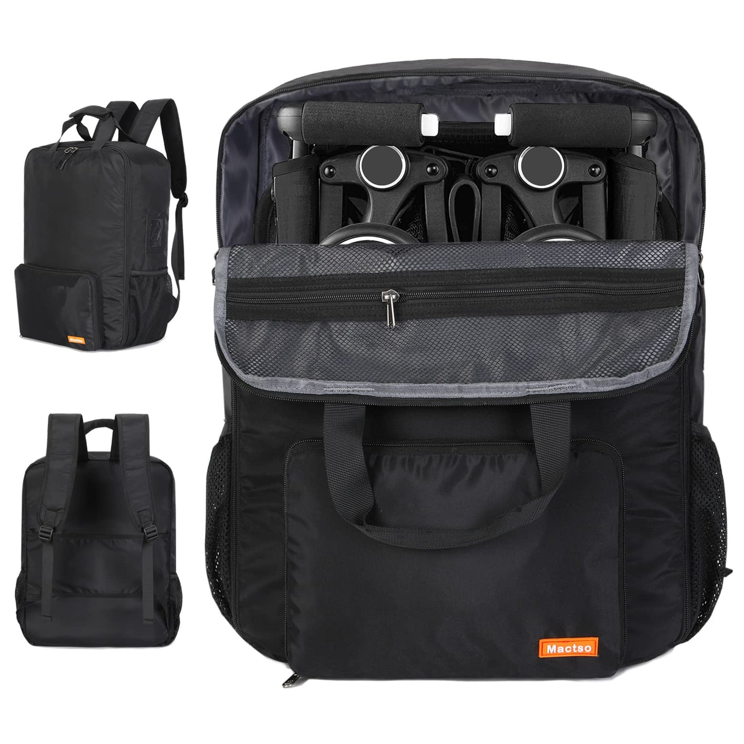 Mactso Stroller Travel Bag Compatible with GB Pockit and GB Pockit Air Plus All Terrain, Lightweight Stroller Travel Backpack for Airplane (Black, M)