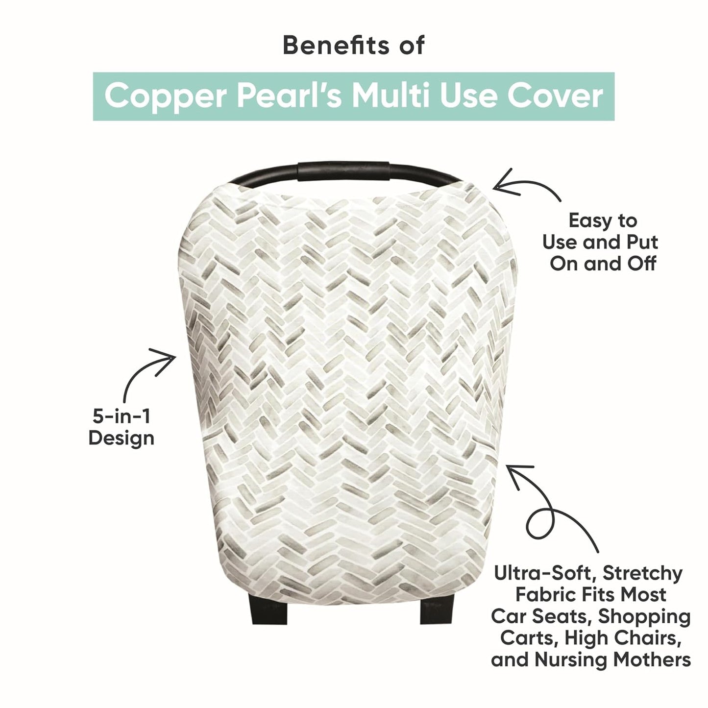 Copper Pearl Multi-Use Cover: Car Seat & Stroller Cover for Sun - Stretchy Fabric, All-Season Use, Stylish Designs, Easy Access for Moms - Midnight