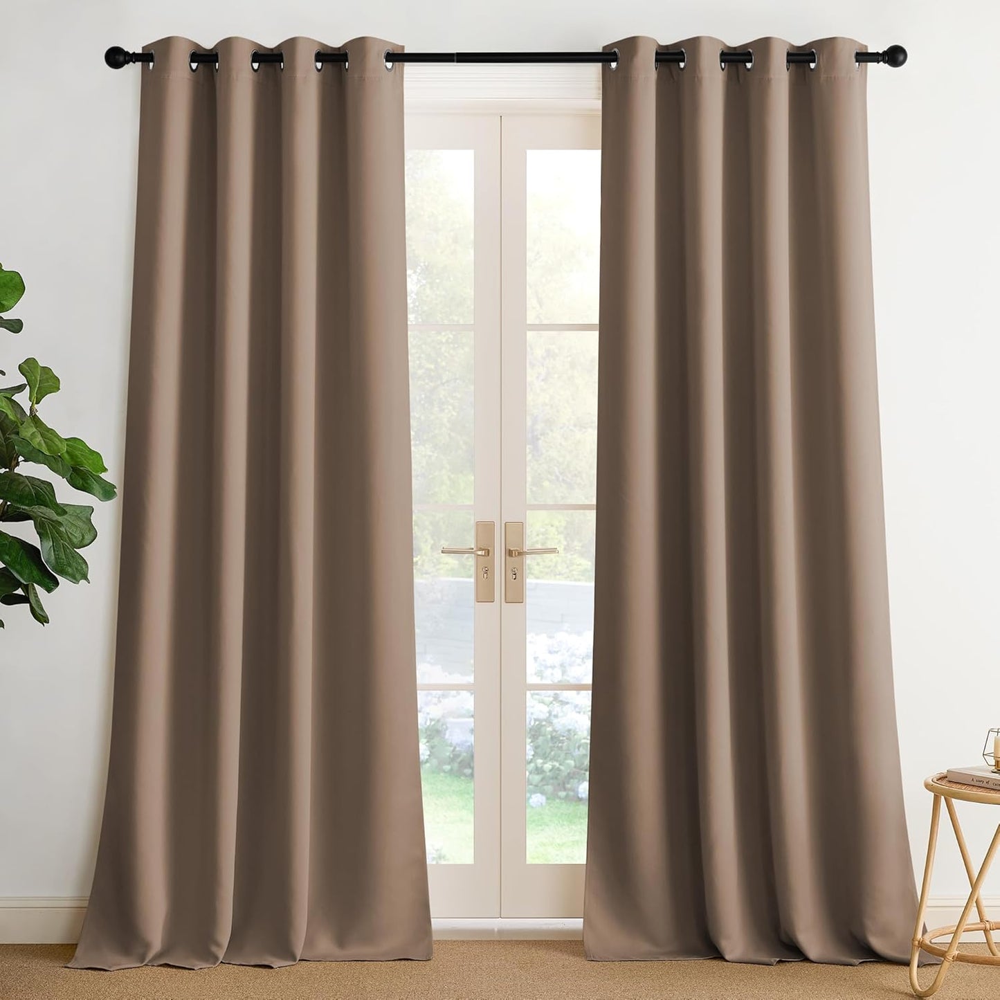 NICETOWN 102 Inch Long Curtains for Bedroom 2 Panels Set, Cappuccino Thermal Insulated Grommet Curtains for Living Room, Noise Reducing Window Treatment Drapes for Nursery, 2 Panels, W52