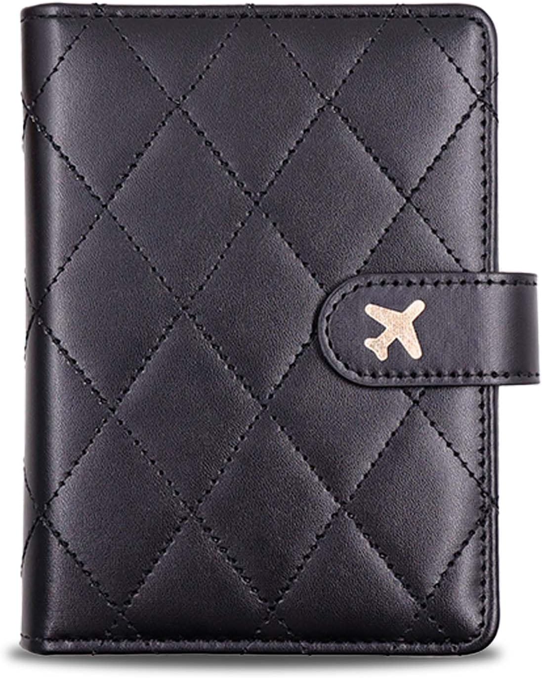 Melsbrinna Rfid Passport Holder for Travel women/Men, Cute Passport Wallet Rfid Blocking Card Slots, Rfid Passport Cover/CaseTravel Wallet, Passport Book Holder (1, LG BLACK)