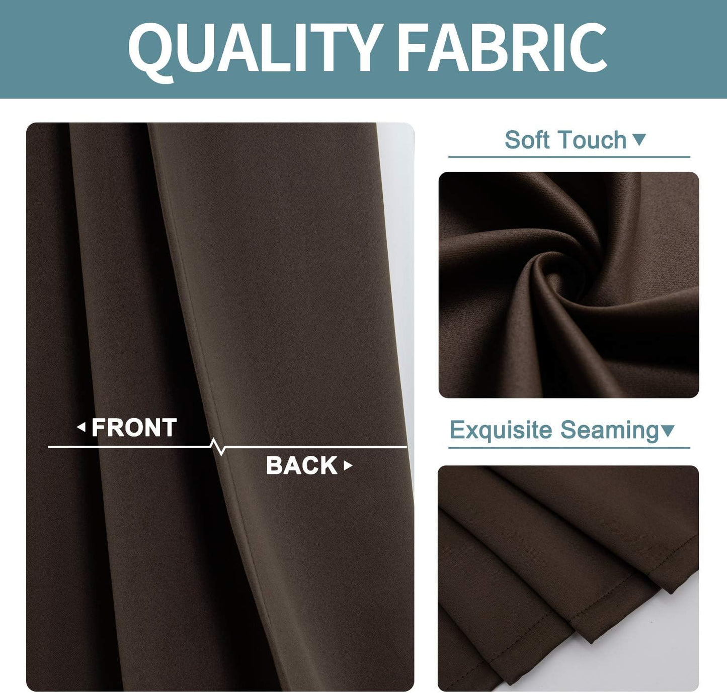 ChrisDowa Grommet Blackout Curtains for Bedroom and Living Room - 2 Panels Set Thermal Insulated Room Darkening Curtains (Brown, 42W x 84L)
