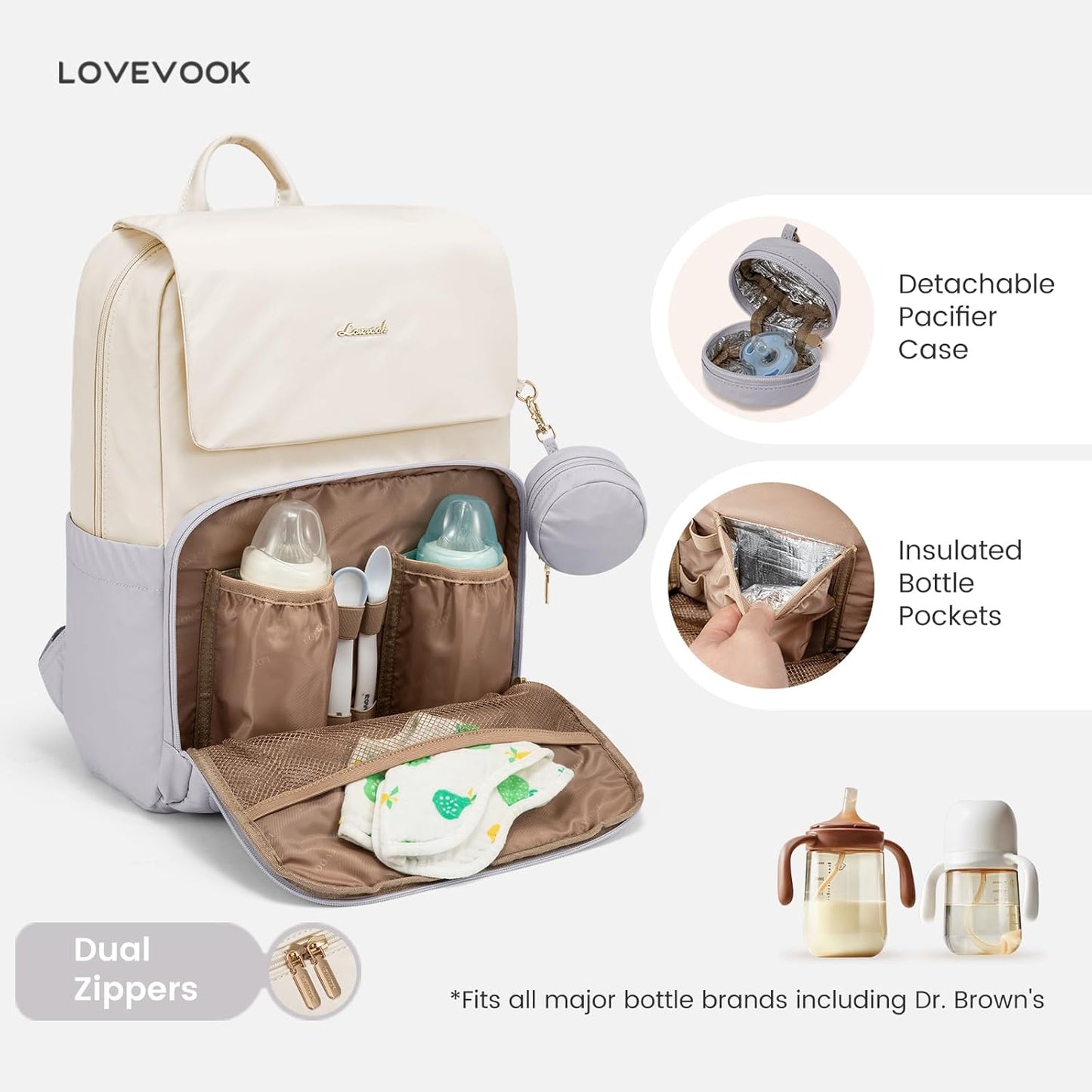 LOVEVOOK Diaper Bag Backpack, Baby Travel Bags for Boys & Girl, Toddler Waterproof Diaper Bag w/Changing Pad, Stroller Straps, Pacifier Case, Newborn Essentials Must Haves Mom