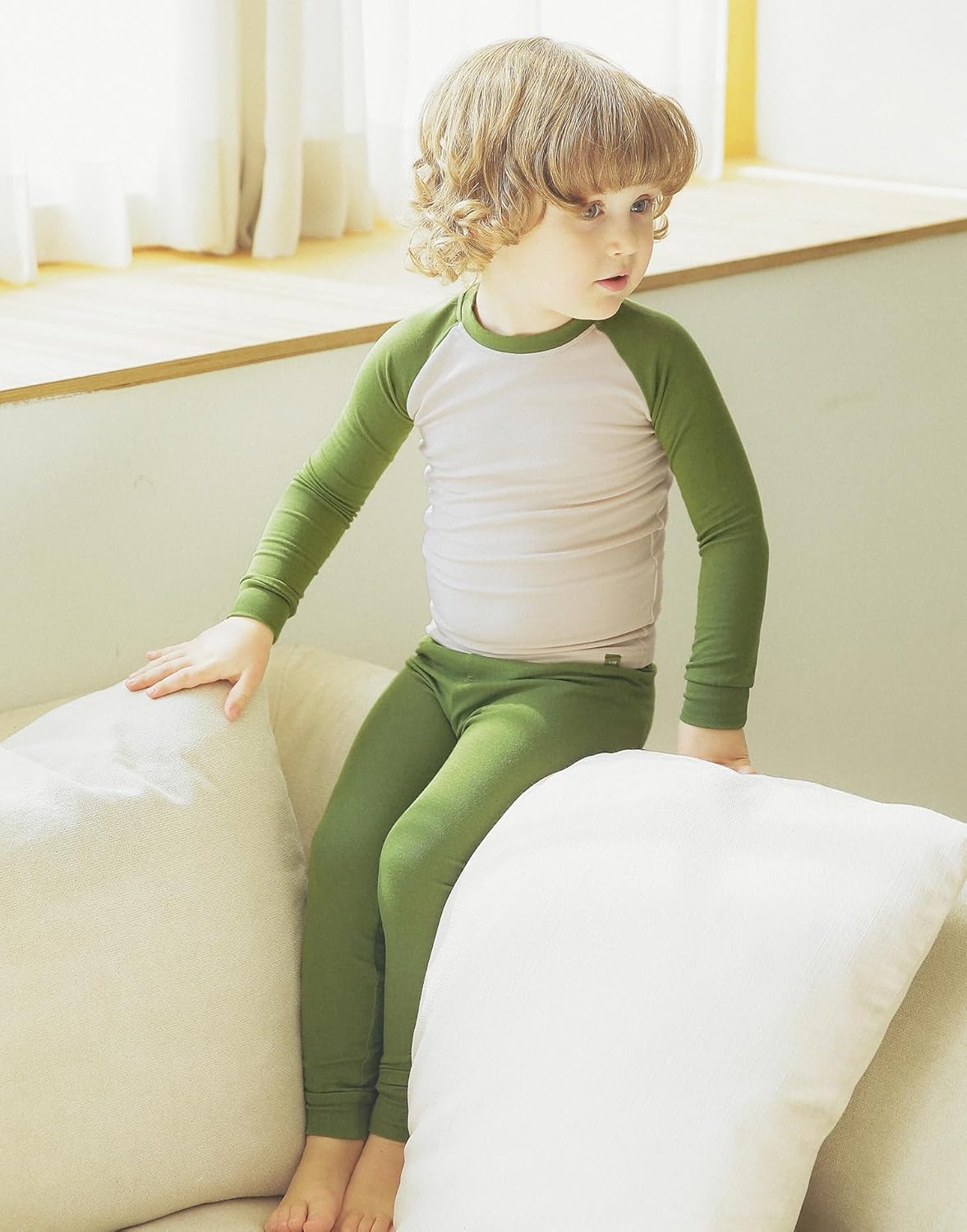 VAENAIT 6M-12Y Toddler Toddler Kids Toddler Girls Boys Soft Comfy Modal Tencel Solid Raglan Sleepwear Pajamas Pjs 2pcs Set