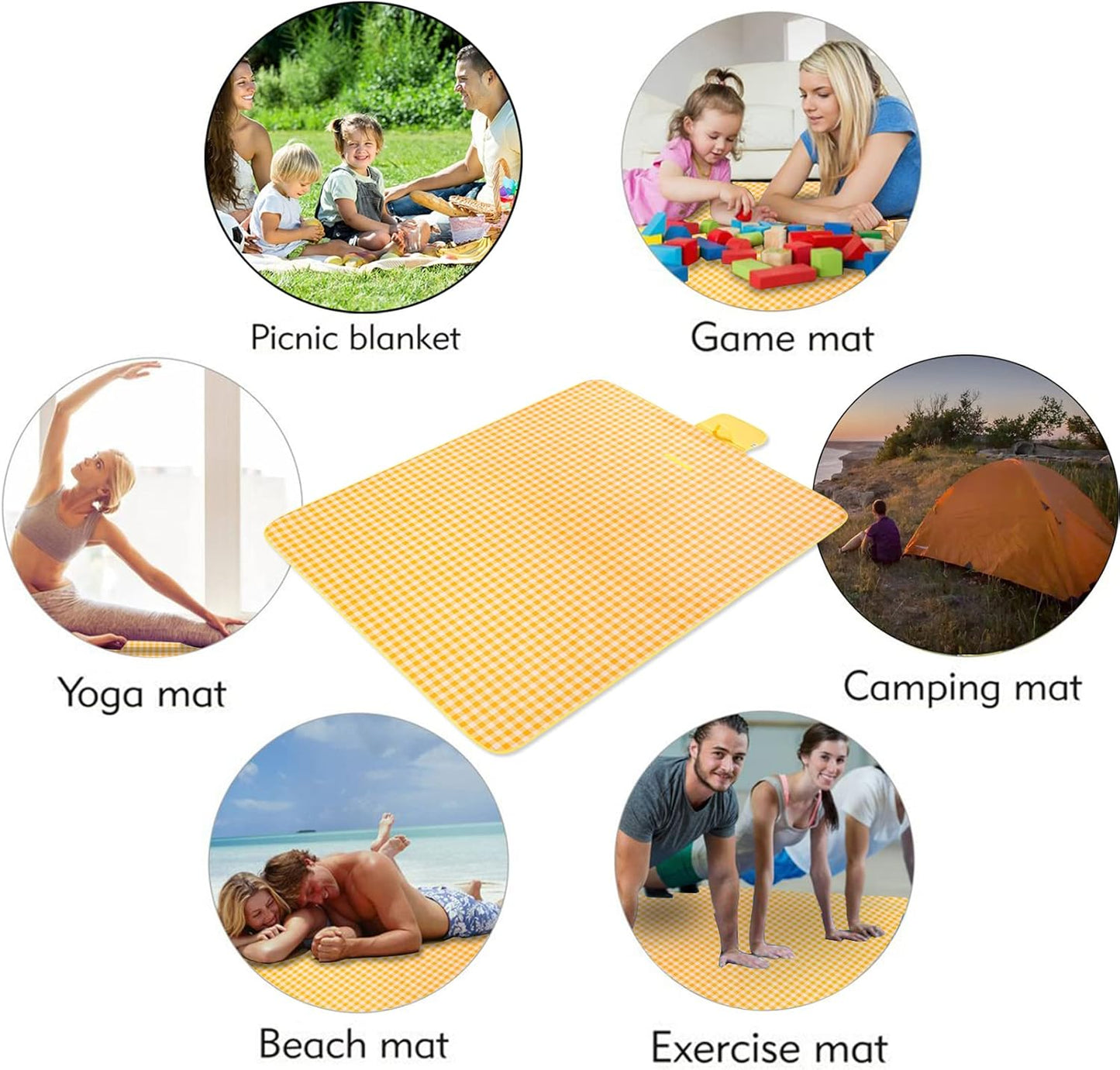 Picnic Blanket Beach Mat Extra Large Sandproof Waterproof Camping Blanket Portable Travel Blanket Play Mat for Outdoor Indoor Family Women Men Kids Beach BBQ Park Grass, 79"x57"