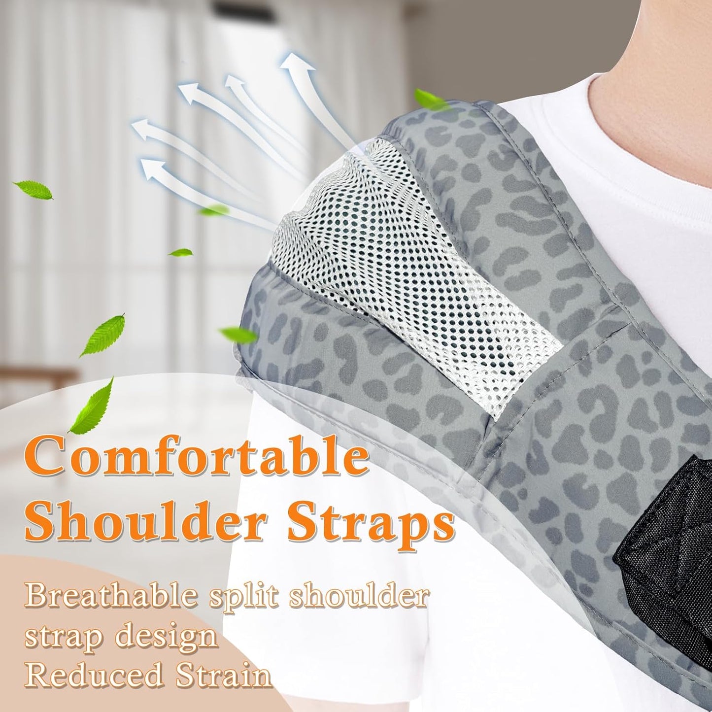 Baby Carrier Newborn to Toddler-Adjustable Baby Sling Carrier,Toddler Carrier for 25-60lbs,Comfortable Baby Sling for Hands-Free Carrying (Ash-Blue Leopard Print)