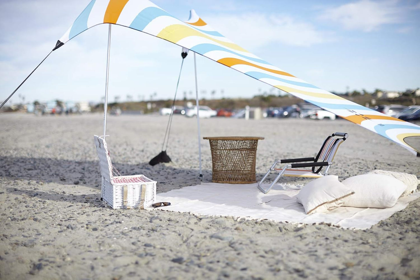 Neso Tents Beach Tent with Sand Anchor, Portable Canopy Sunshade - 7' x 7' - Patented Reinforced Corners (Vintage Stripes)