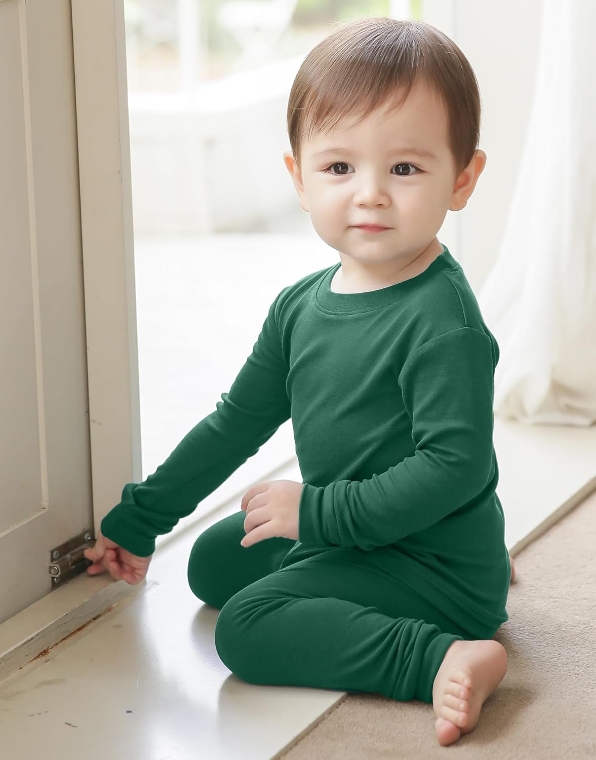 VAENAIT 6M-12Y Toddler Toddler Kids Toddler Girls Boys Soft Comfy Modal Tencel Solid Raglan Sleepwear Pajamas Pjs 2pcs Set