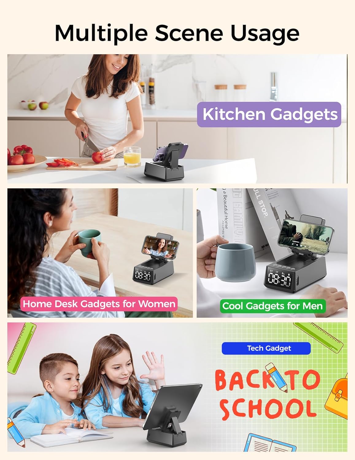 Birthday Gifts for Men Women-Bluetooth Speaker with HD Sound, Stocking Stuffers White Elephant Gifts for Adults, Kitchen Gadgets for Anniversary Idea Gift for Dad Mom Husband Wife(Black)