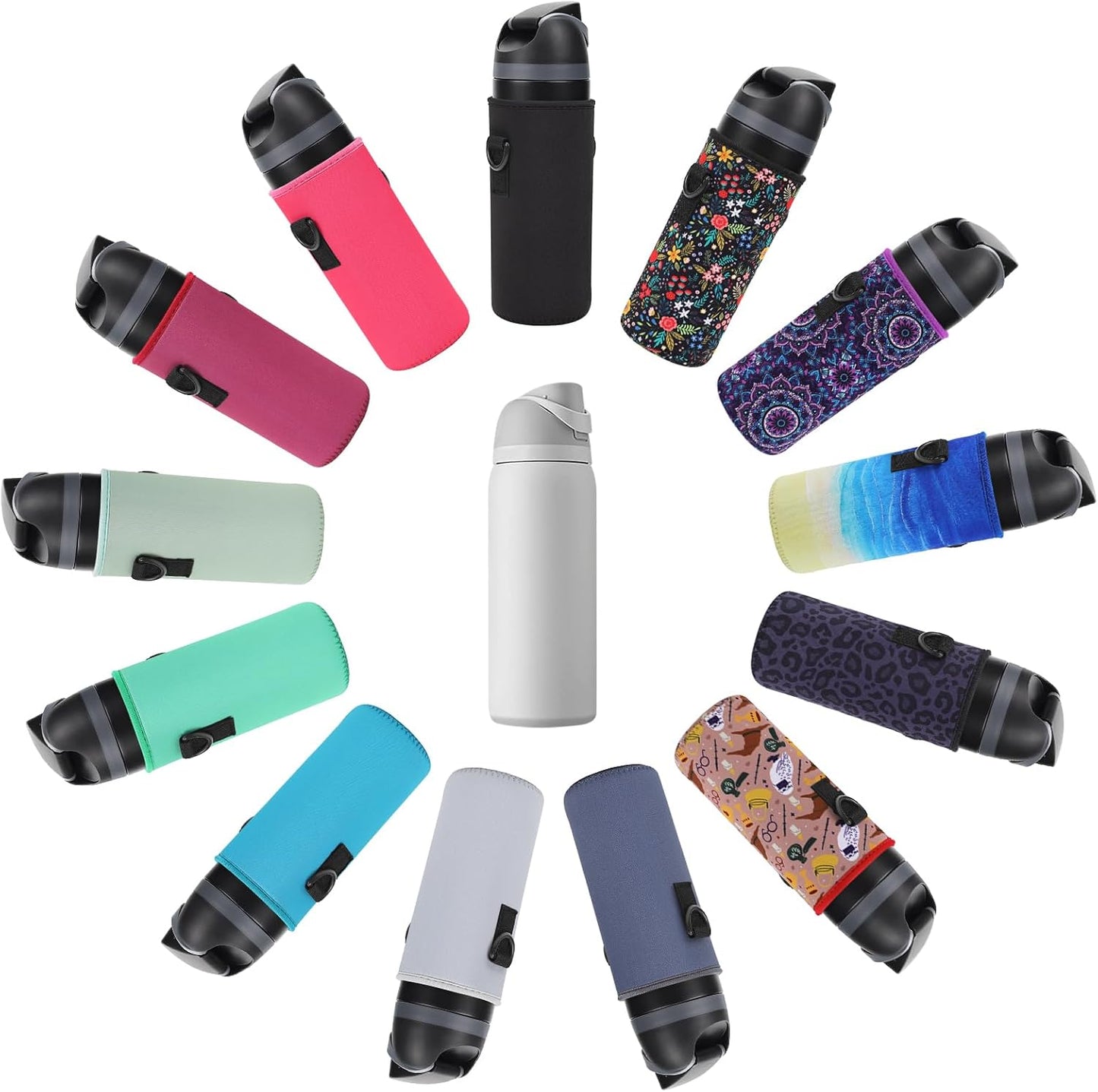 Neoprene Water Bottle Carrier Bag with Adjustable Shoulder Strap for Owala 24 OZ Tumbler, Insulated Water Bottle Cover for Owala FreeSip Insulated Water Bottle (Mandala, 24 OZ)