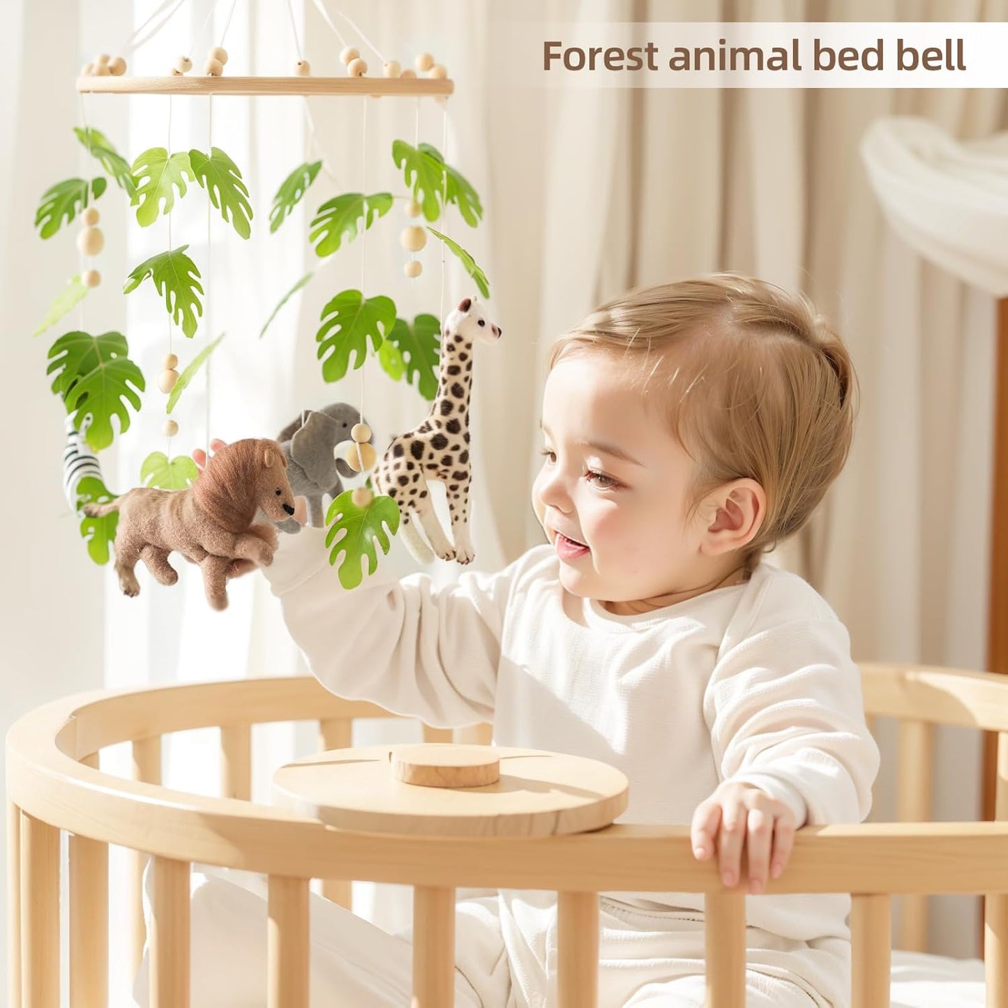 EERKEOD Baby Crib Mobile Baby Nursery Mobile Handmade Felt Forest Animal Mobile for Baby Boys and Girls Woodland Nursery Decor for Infant Bedroom Hanging Gender Neutral Baby Stuff