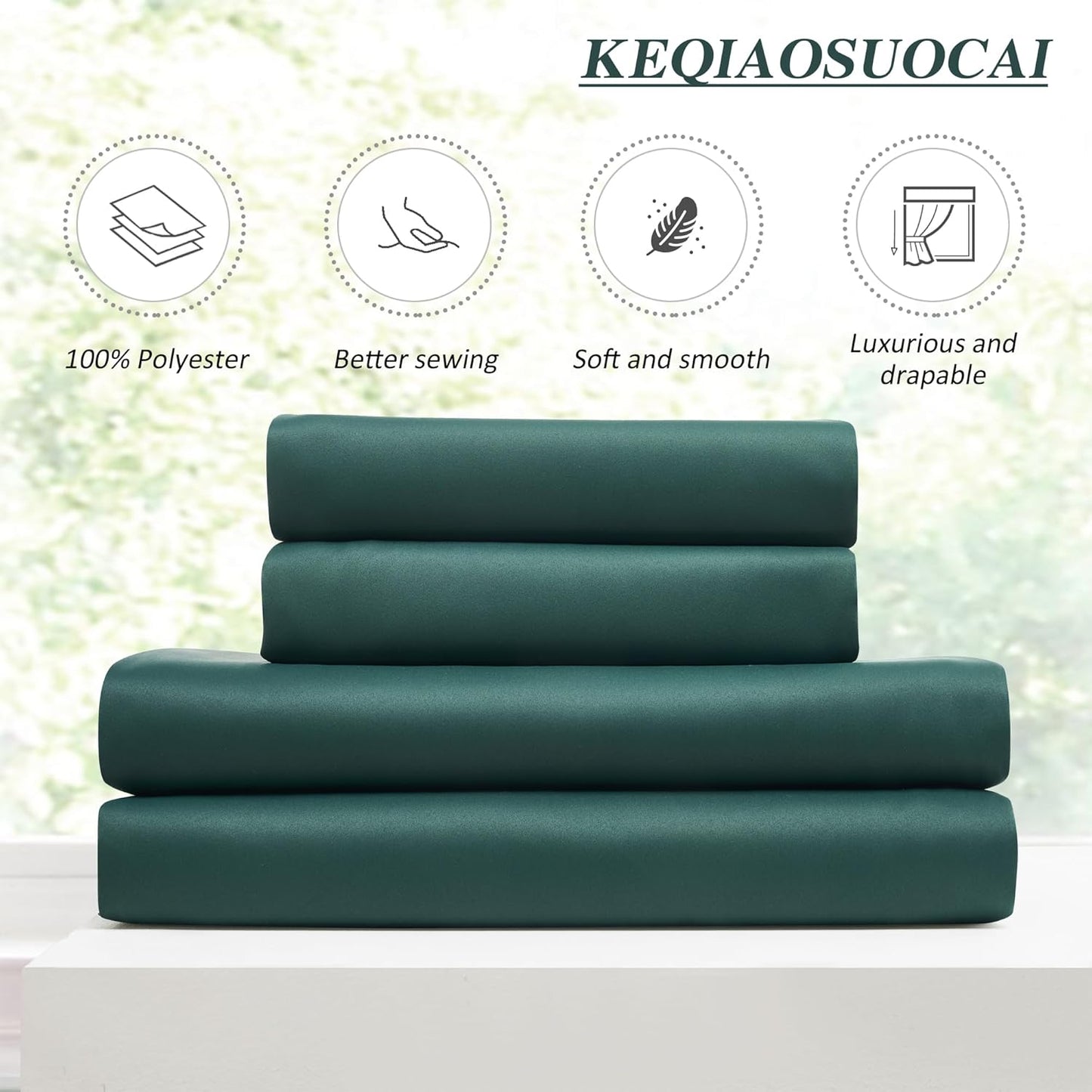 KEQIAOSUOCAI Dark Emerald/Hunter Green Curtains with Pinch Pleat 2 Panels Set,96 Inches Long 8 Ft Floor to Ceiling Length, Thermal Insulated Privacy Drapes/Draperies for Living Room Bedroom