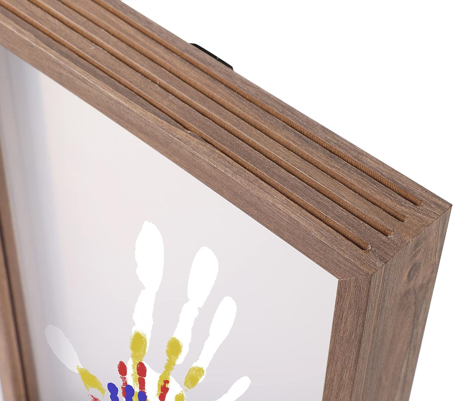 CHERRY CHEERS Family Handprint Kit with Light, Handprint Keepsake Frame, Wooden Led Light, Easy Install, No Need Screw etc, Non-Toxic Paints (Brown)