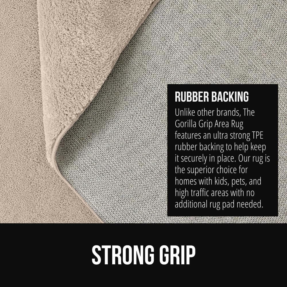 GORILLA GRIP Ultra Soft Washable Area Rug, Stain and Slip Resistant Plush Thick Carpet for Bedroom Living Room, No Shed Floor Rugs, Pet Friendly, Dorm Essentials, Kids Nursery Home Decor, 3x5, Ivory
