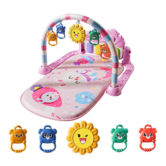 Alive Lovely Baby Gyms Play Mats, Musical Activity Center Baby Piano Gym Mat, Music and Lights Tummy Time Padded Mat for Newborn Newborn 0 to 3 6 9 12 Months