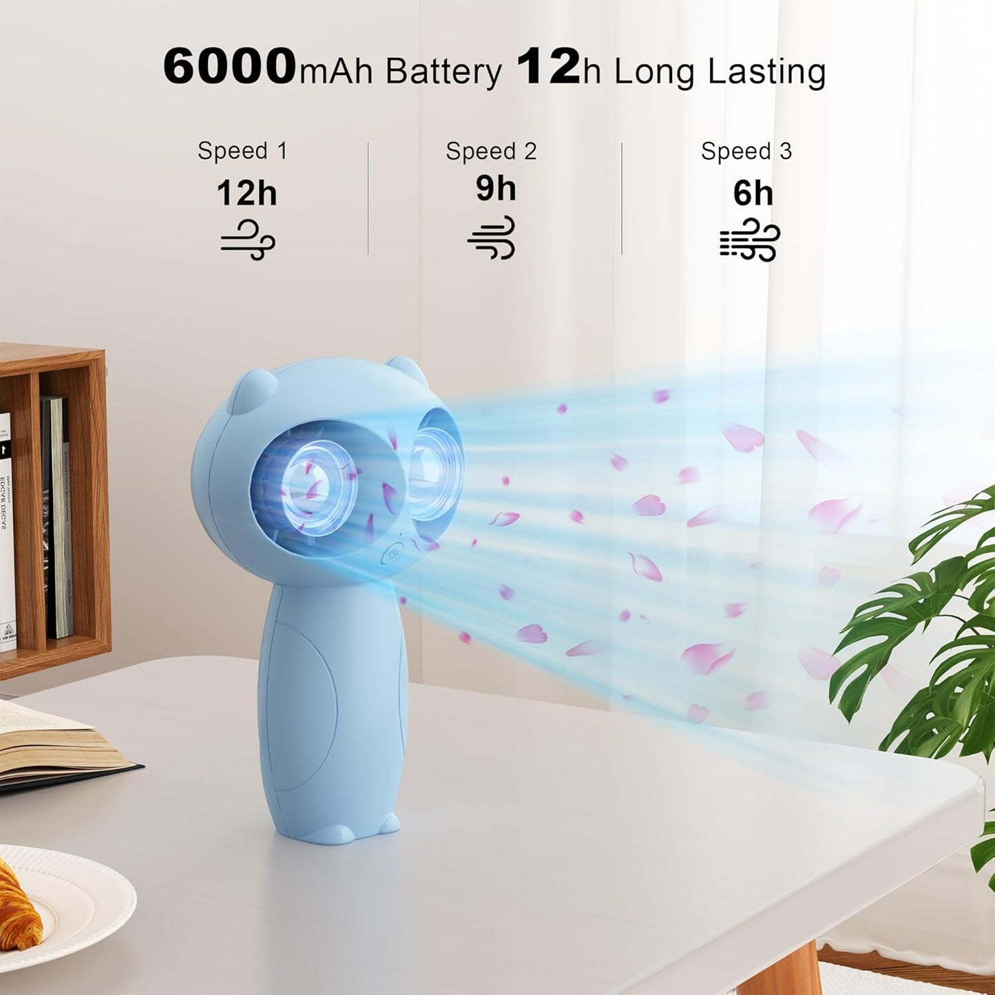 Stroller Fan Clips on for Baby,6000mAH Portable Stroller Fan Battery Operated, Rechargeable Fan Portable Handheld Cute Owl Cooling Aromatherapy Fan for Stroller Bed Desk Camping Travel