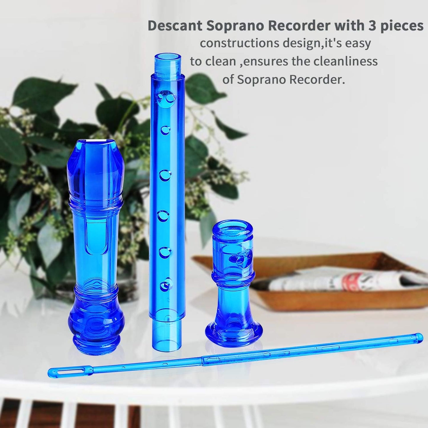 Soprano Recorder Instrument for Kids Beginners Student 8 Hole Flute German Fingering C Key Recorder Instrument 3 Piece with Cleaning Rod and Bag Fingering Chart