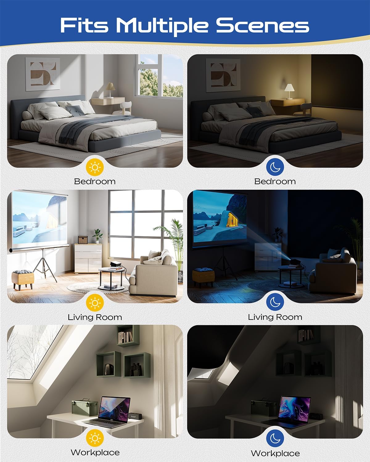 46" W x 36" L 100% Portable Blackout Curtains, Total Darkness No-Drill Black Out Window Cover,Temporary Blackout Shades with Hook & Loop Tape, for Bedroom, Nursery, Dorm, Travel (Black)