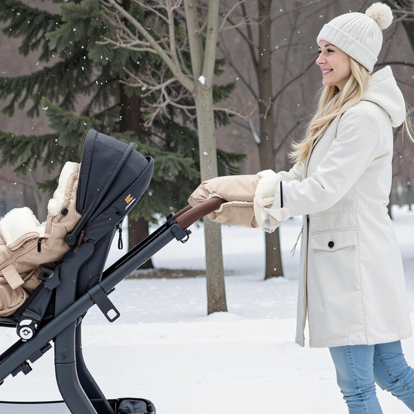 Momcozy Stroller Gloves Warmmuffs | Universal Winter Anti-Freeze Stroller Mittens | Winter Handmuff Stroller Accessories | Ultra-Plush,Weather-Proof | Foldable Adjustable | Shopping Golf Pet Cart