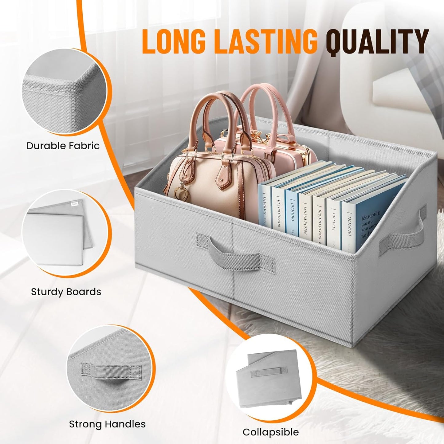 Extra Large Closet Organizers Bins 4 Pack - Blanket Basket for Organizing/Home Clothes Storage Bins for Jeans/Toy Organizers for Nursery/Wardrobe Shelf Closet Organization for Purse Hats Towel